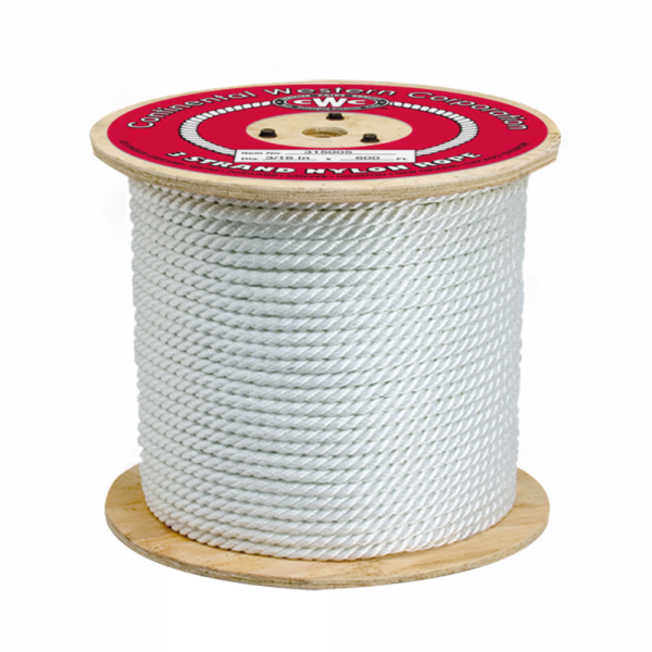 3/8 CWC 3-Strand Nylon Rope White Cut to Length - MacDonald