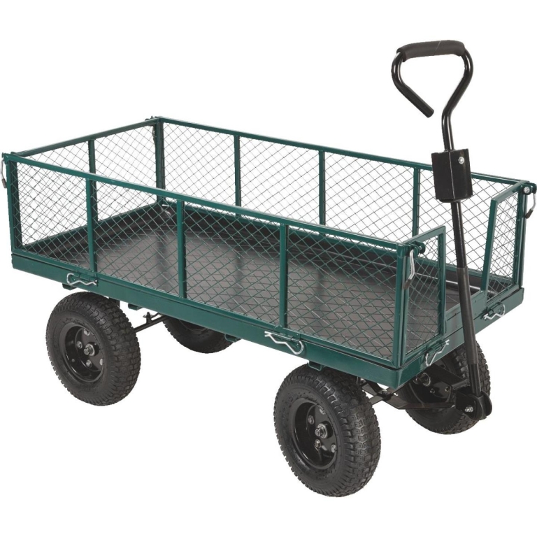 Best Garden 1000 Lb. Steel Garden Cart with Collapsible Sides ...