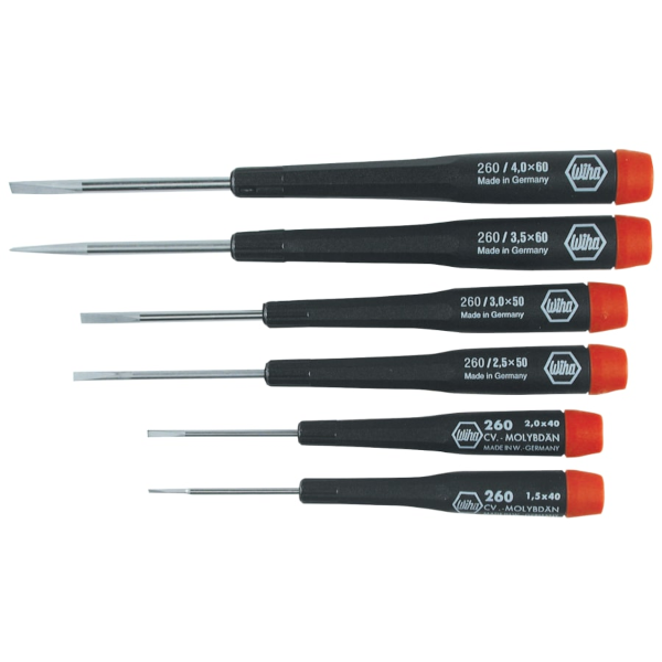 6 Piece WIHA Precision Slotted Screwdriver Set 26090