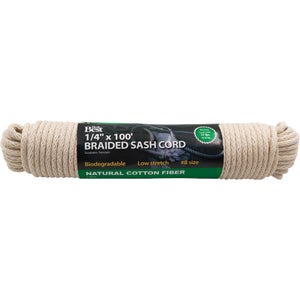 1/4'' White Solid Braided Cotton 100' Sash Cord 218856