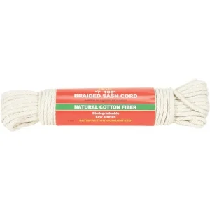 7/32'' x 100' White Solid Braided Cotton Sash Cord