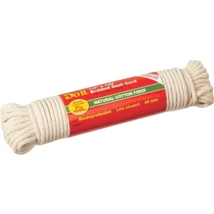 1/4'' x 100' White Solid Braided Cotton Sash Cord