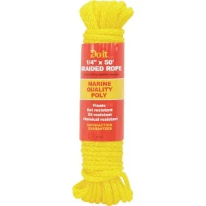 1/4'' x 50' Yellow Braided Polypropylene Packaged Rope