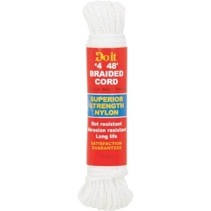 1/8'' x 48' White Braided Nylon Packaged Rope