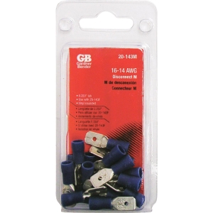 16 AWG-14 AWG x .25" Gardner Bender Blue Vinyl Male Disconnect 18 Pack 20-143M