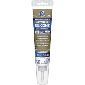 GE Silicone 2+ Window & Door 100% Silicone Sealant 2.8 Oz. GE500