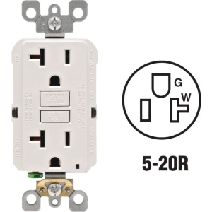 20 AMP 125V Leviton White GFCI Outlet R02-GFNT2-0KW