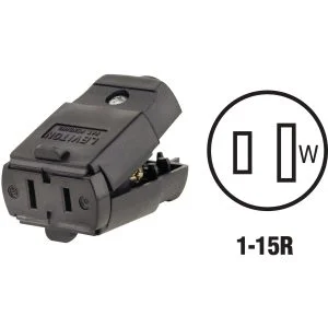 15A 125V 2-Wire 2-Pole 1-15R Leviton Hinged Cord Connector 017-00102-0EP