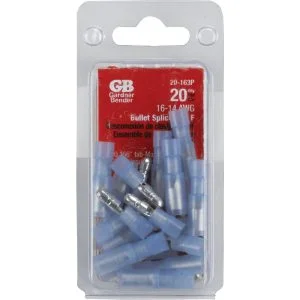 16-14 AWG X .156" Gardner Bender Blue Fully-Insulated Nylon Male/Female Bullet Connector Pair 20 Pack 20-163P