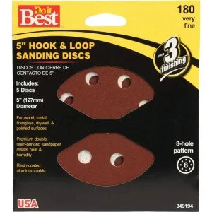 5" 180 Grit Do It Best 8-Hole Hook & Loop Vented Sanding Disc 349194