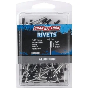 1/8"x1/8" Channellock POP Rivets Aluminum White 100 Pack