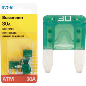 30 AMP Bussmann ATM Green Mini Spade Fuse 5 Pack BP/ATM-30-RP