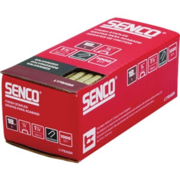1-1/2" X 1/4" Crown Senco 18 Gauge Galvanized Medium Finish Staples 1000 per Box L17BABR