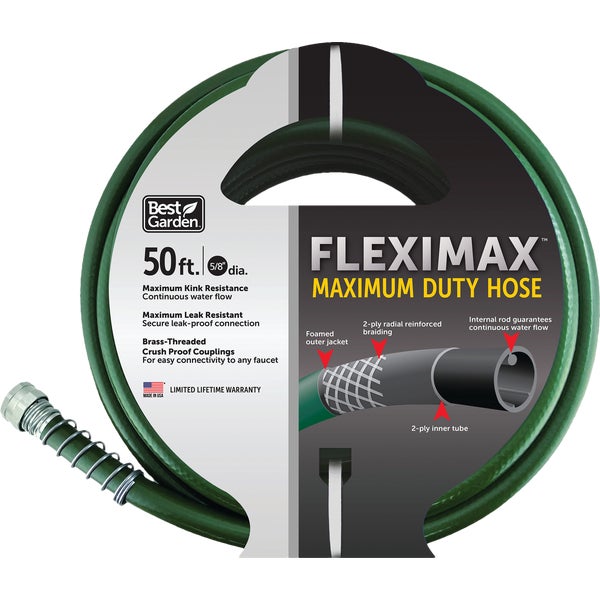 5/8" X 50' Best Garden FlexiMAX Heavy Duty Garden Hose DBFM5850V2