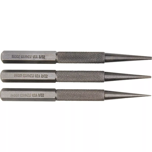 3 Piece Mayhew Steel Nail Set (1/32", 2/32", 3/32") 47504