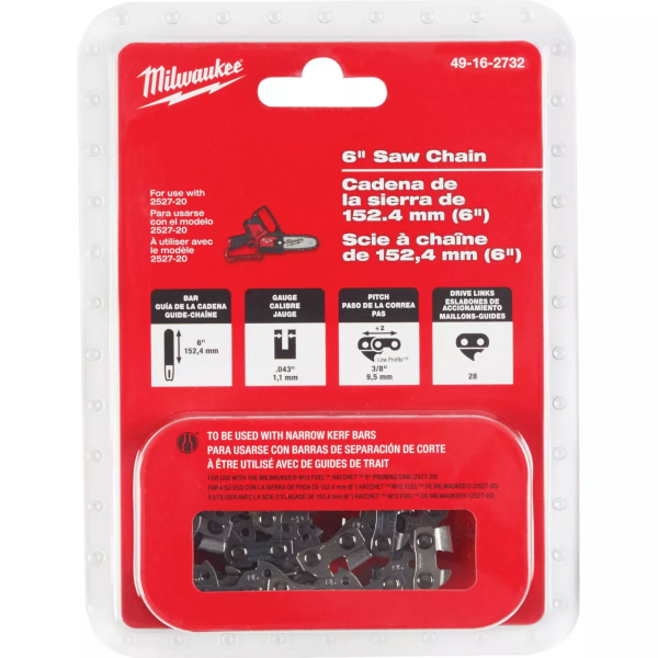 Milwaukee 6" Pruning Saw Chain for 2527-20 49-16-2732