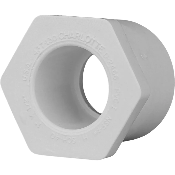 1" SPIGOT X 1/2" SLIP Sch. 40 PVC Bushing 02107 0700HA