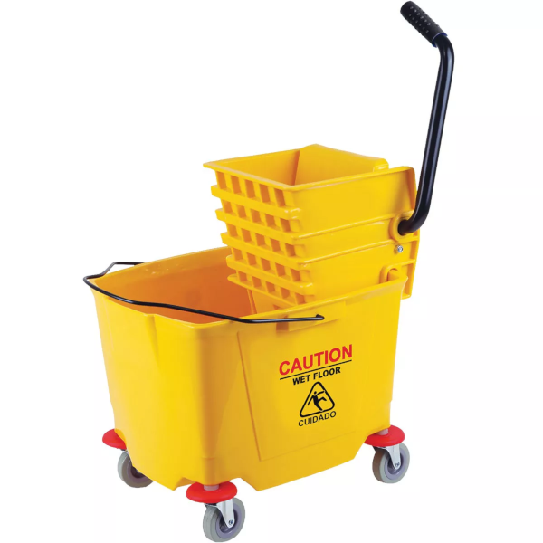 Do It Best Yellow Wheeled Down Press Mop Wringer Bucket 38 Quart HHMB36L
