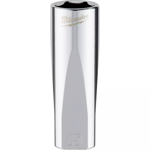 3/8" Drive X 15mm Milwaukee Socket 6 Point Deep with 4-Flat Sides 45-34-0015