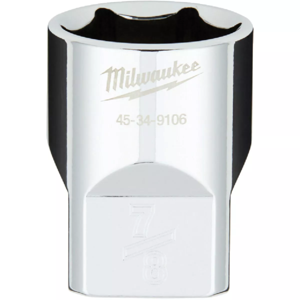 1/2" Drive X 7/8" Milwaukee Socket 6 Point Shallow with 4-Flat Sides 45-34-9106