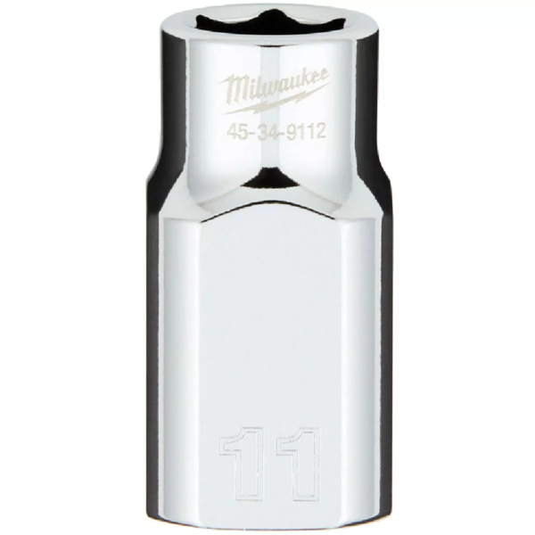 1/2" Drive X 11mm Milwaukee Socket 6 Point Shallow with 4-Flat Sides 45-34-9112
