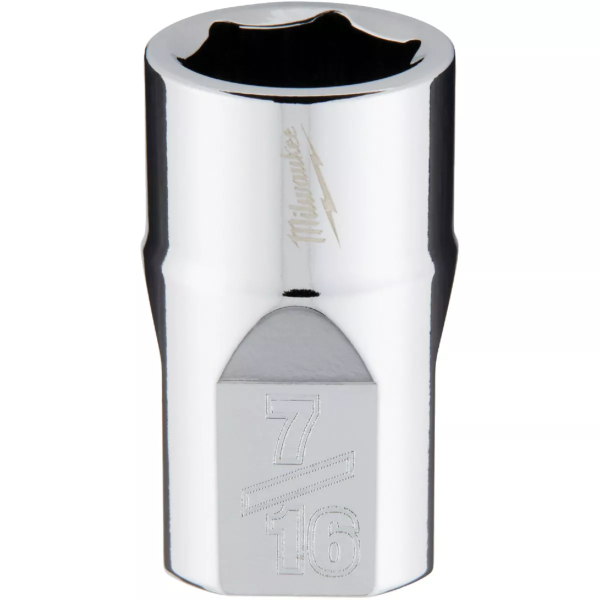 3/8" Drive X 7/16" Milwaukee Socket 6 Point Shallow with 4-Flat Sides 45-34-9063