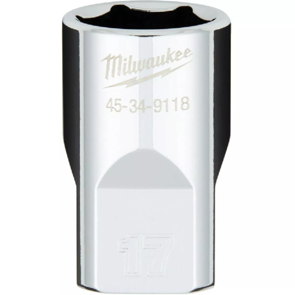 1/2" Drive X 17mm Milwaukee Socket 6 Point Shallow with 4-Flat Sides 45-34-9118