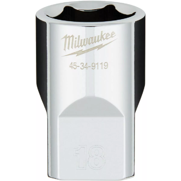 1/2" Drive X 18mm Milwaukee Socket 6 Point Shallow with 4-Flat Sides 45-34-9119