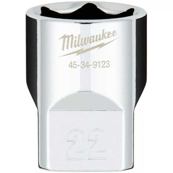 1/2" Drive X 22mm Milwaukee Socket 6 Point Shallow with 4-Flat Sides 45-34-9123