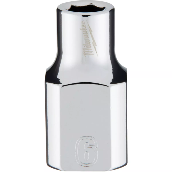 3/8" Drive X 6mm Milwaukee Socket 6 Point Shallow with 4-Flat Sides 45-34-9076
