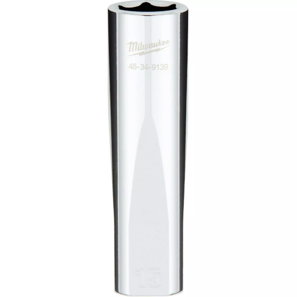 1/2" Drive X 15mm Milwaukee Socket 6 Point Deep with 4-Flat Sides 45-34-9139