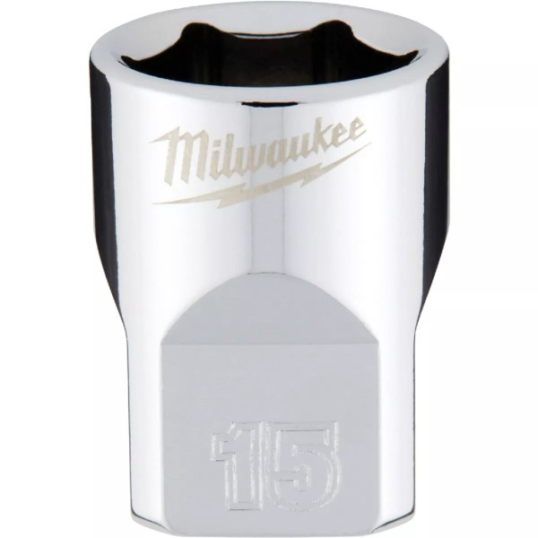 3/8" Drive X 15mm Milwaukee Socket 6 Point Shallow with 4-Flat Sides 45-34-9085