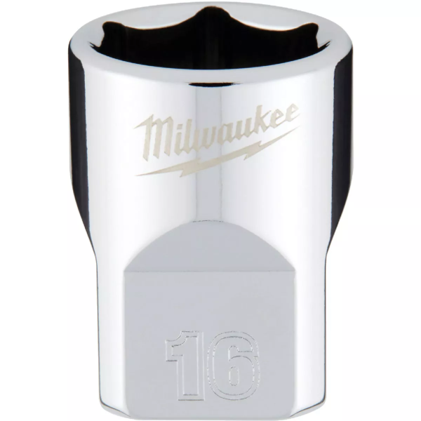 3/8" Drive X 16mm Milwaukee Socket 6 Point Shallow with 4-Flat Sides 45-34-9086