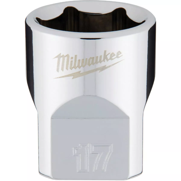 3/8" Drive X 17mm Milwaukee Socket 6 Point Shallow with 4-Flat Sides 45-34-9087