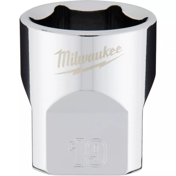 3/8" Drive X 19mm Milwaukee Socket 6 Point Shallow with 4-Flat Sides 45-34-9089