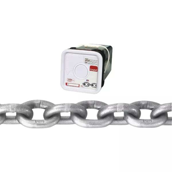 Campbell 5/16" High Test Grade 43 Polished Chain Bright 60' /Pail 0184516