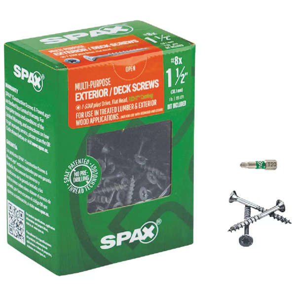#8 X 1-1/2" Spax Flat Head Torx Exterior Deck Screws HCR-X 1 Lb. Box (195 Ct.)