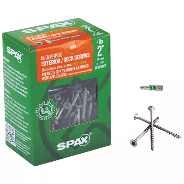 #8 X 2" Spax Flat Head Torx Exterior Deck Screw HCR-X 1 Lb. Box (154 Ct.)