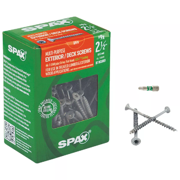 #9 X 2-1/2" Spax Flat Head Torx Exterior Deck Screw HCR-X 1 Lb. Box (109 Ct.)