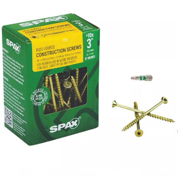 #10 X 3" Spax Flat Head Torx Interior Wood Construction Screw Yellow Zinc 4191020500754