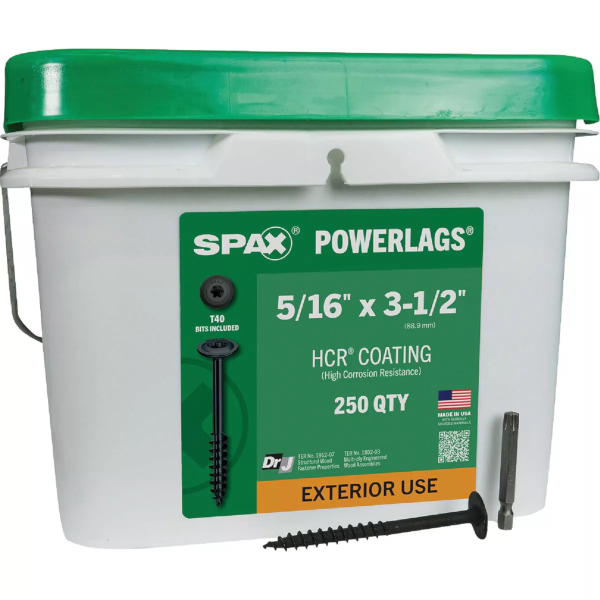 5/16" X 3-1/2" Spax PowerLags Torx Washer Head Exterior Structure Screw 250 Pack 3581820800900
