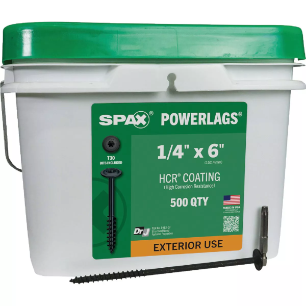 1/4" X 6" Spax PowerLags Torx Washer Head Exterior Structure Screw 500 pack 3581820701520