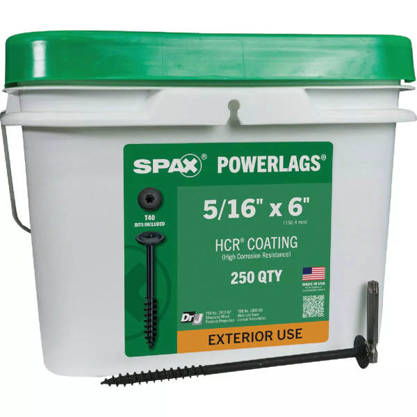 5/16" X 6" Spax PowerLags Torx Washer Head Exterior Structure Screw 250 Pack 3581820801520
