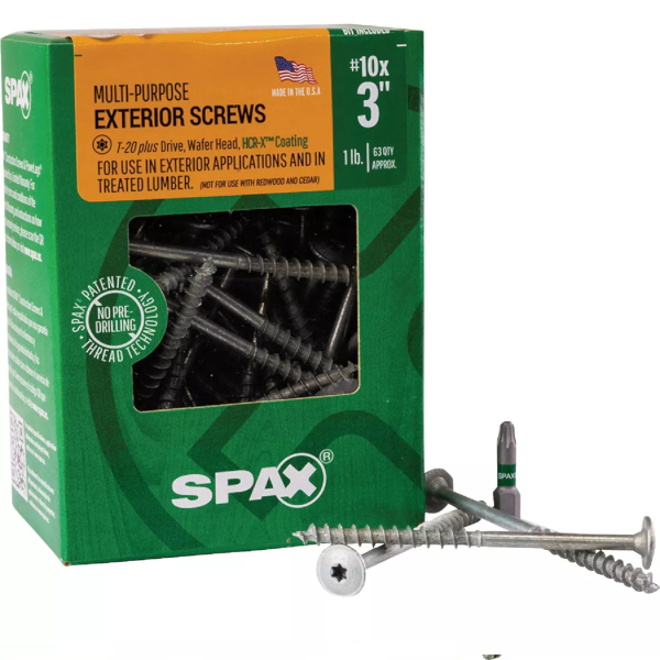 #10 X 3" Spax Wafer Head Torx Exterior Wood Screws HCR-X 1 Lb. Box (63 Pack) 4281670500754