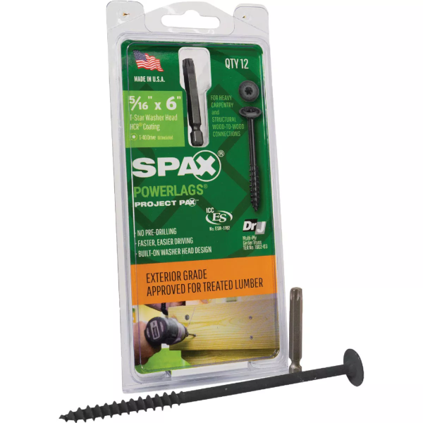 5/16" X 6" Spax PowerLags Torx Washer Head Exterior Structure Screw 12 Pack 45818208015243