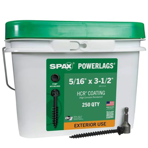 5/16" X 3-1/2" Spax PowerLags Torx Washer Head Exterior Structure Screw HCR 250 Pack 3571820800900