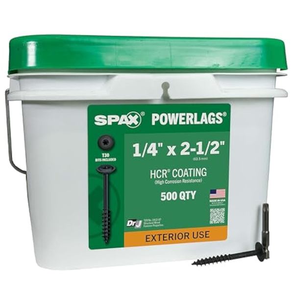 1/4" X 2-1/2" Spax PowerLags Torx Washer Head Exterior Structure Screw HCR 500 Pack 3581820700630