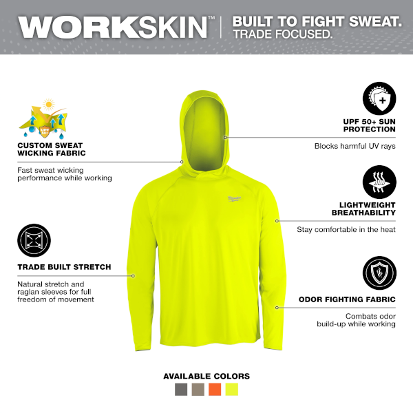 Milwaukee WORKSKIN Hooded Sun Shirt Gray X-Large M550G-XL - Image 2