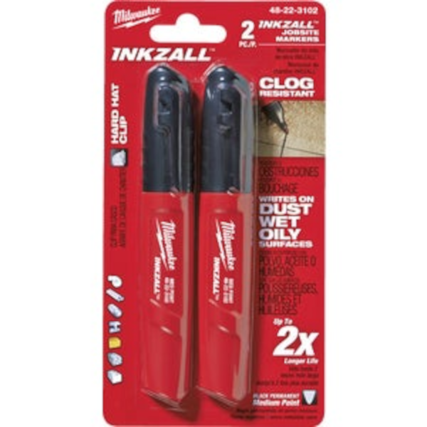 Milwaukee INKZALL Medium Point Black Job Site Marker 2 Pack 48-22-3102